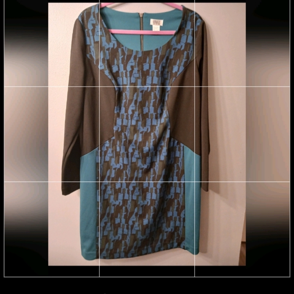 Monroe & Main Final $8 Colorblock /Knit Dress" Sz. 16W Turquoise/Black.